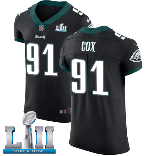 Nike Eagles #91 Fletcher Cox Black Alternate Super Bowl LII Men's Stitched NFL Vapor Untouchable Elite Jersey